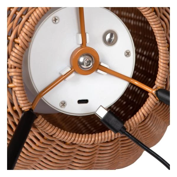 Lucide COLIN IP44 - Oplaadbare Tafellamp Binnen/Buiten - Accu/Batterij - LED 3 StepDim - 1x3W 3000K - IP44 - Naturel - detail 2